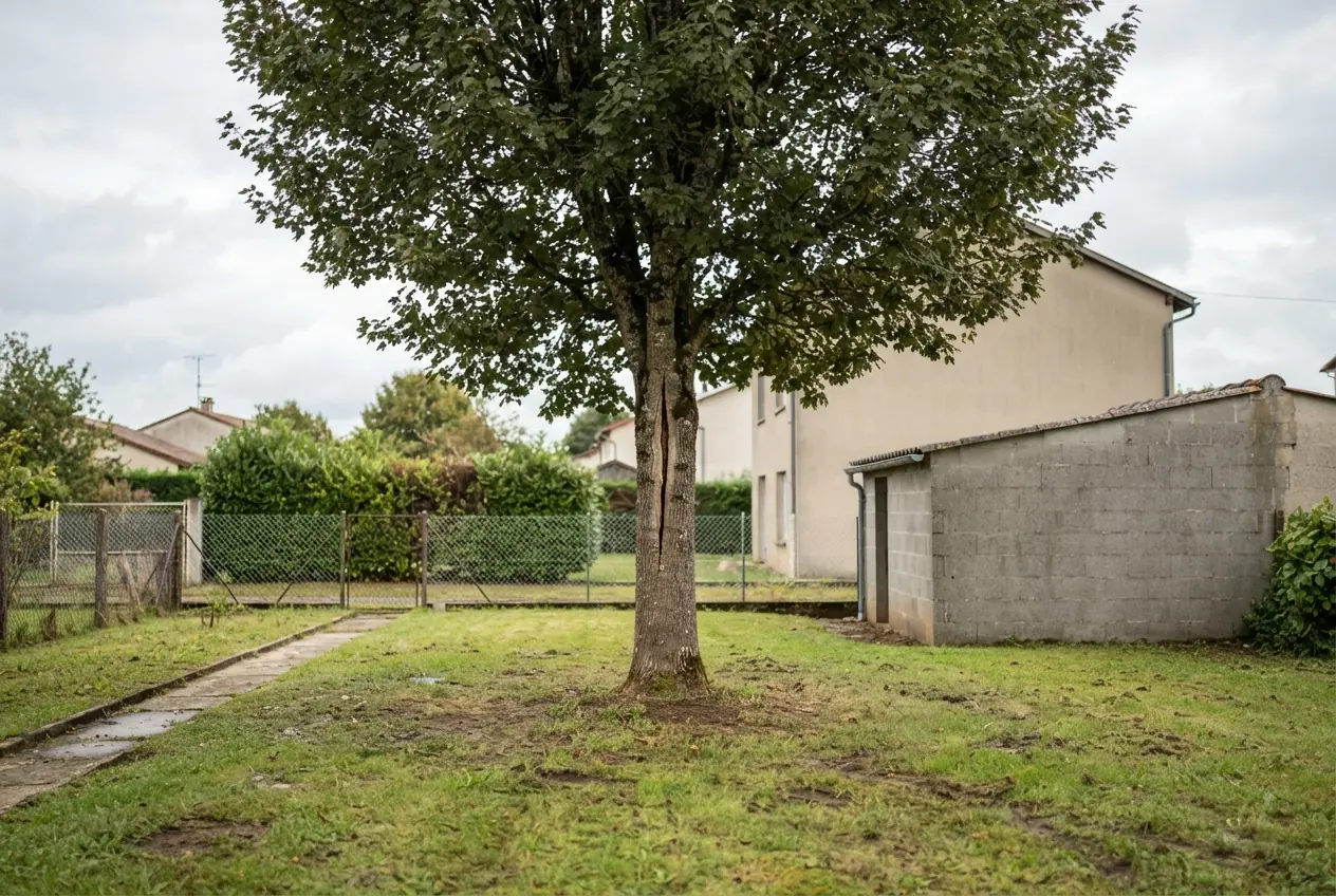 Arbre fissuré avant abattage sécurisé à Aiffres