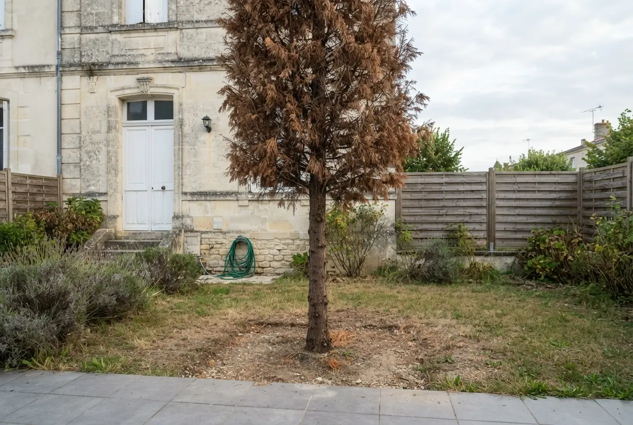 Conifère dangereux avant abattage à Niort