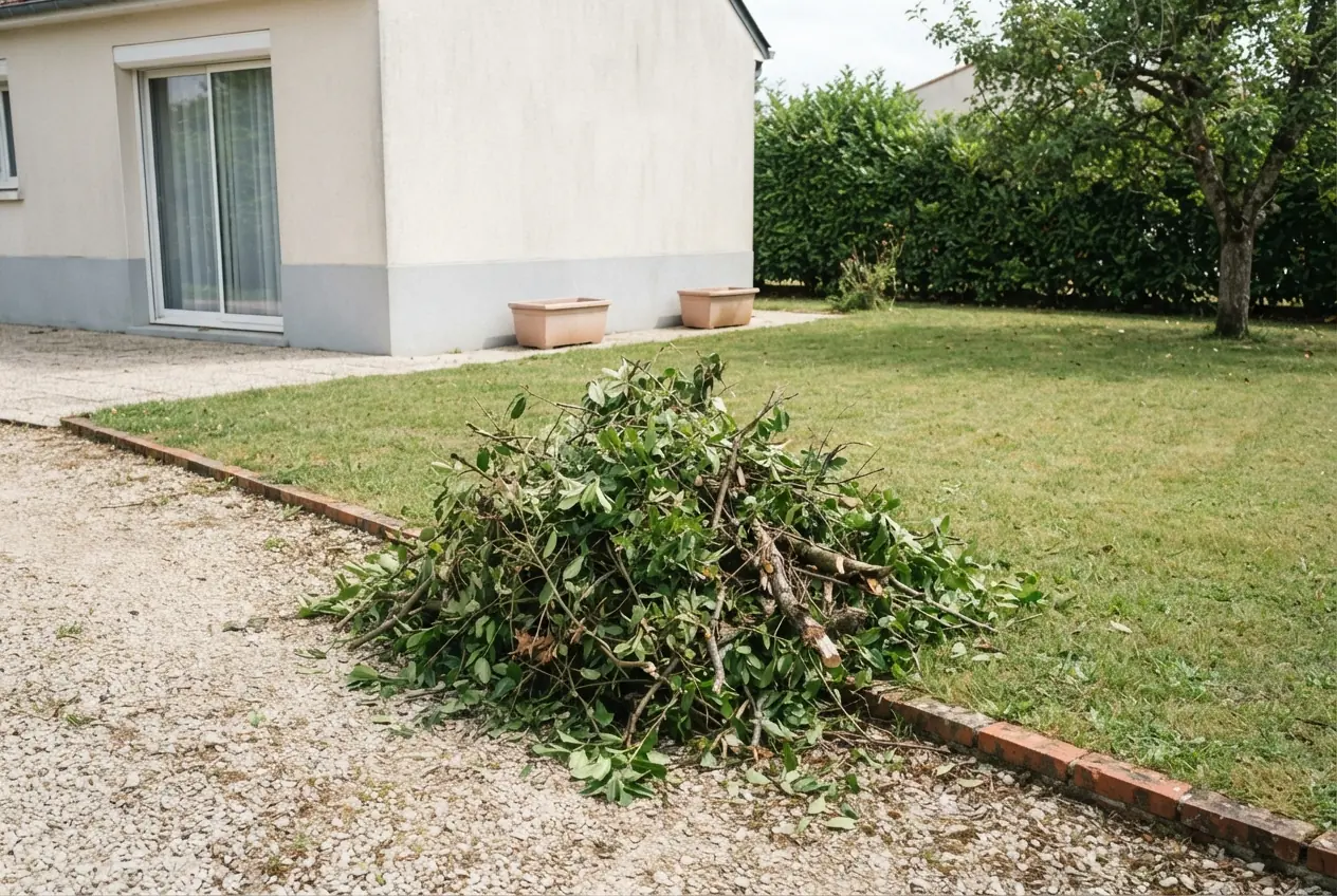 Tas de branchages avant ramassage à Niort