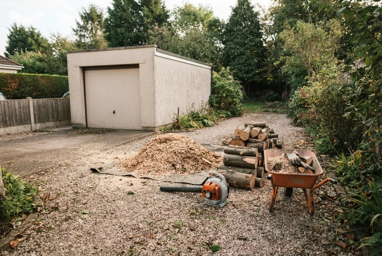 Broyage de branches après élagage à Aiffres